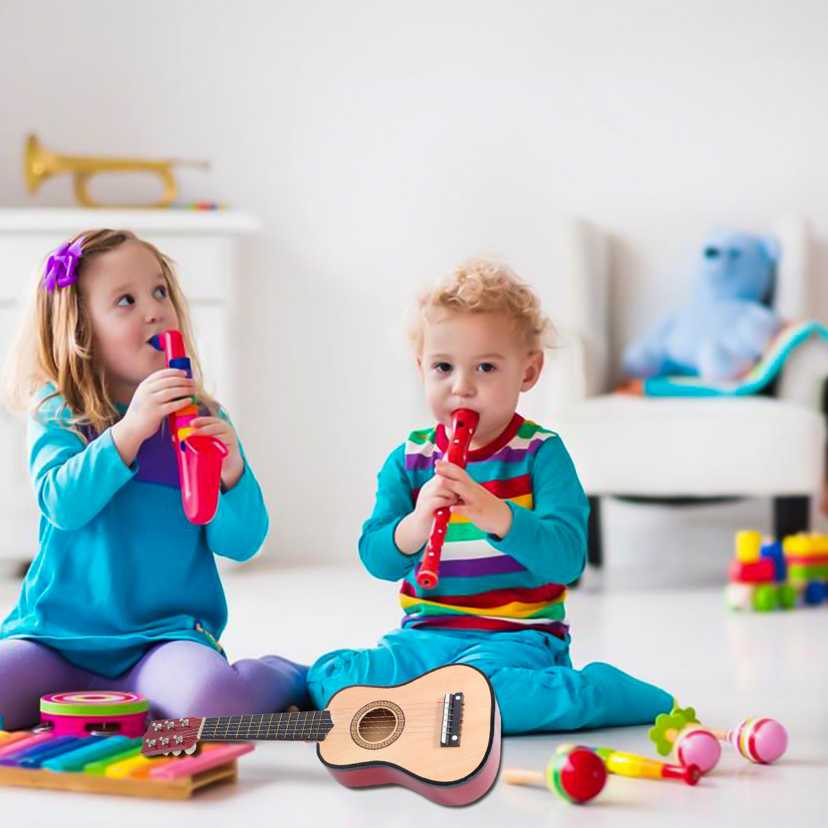 Musical Instrument For Beginners - جيتار أكوستيك للأطفال مقاس 21 بوصة،