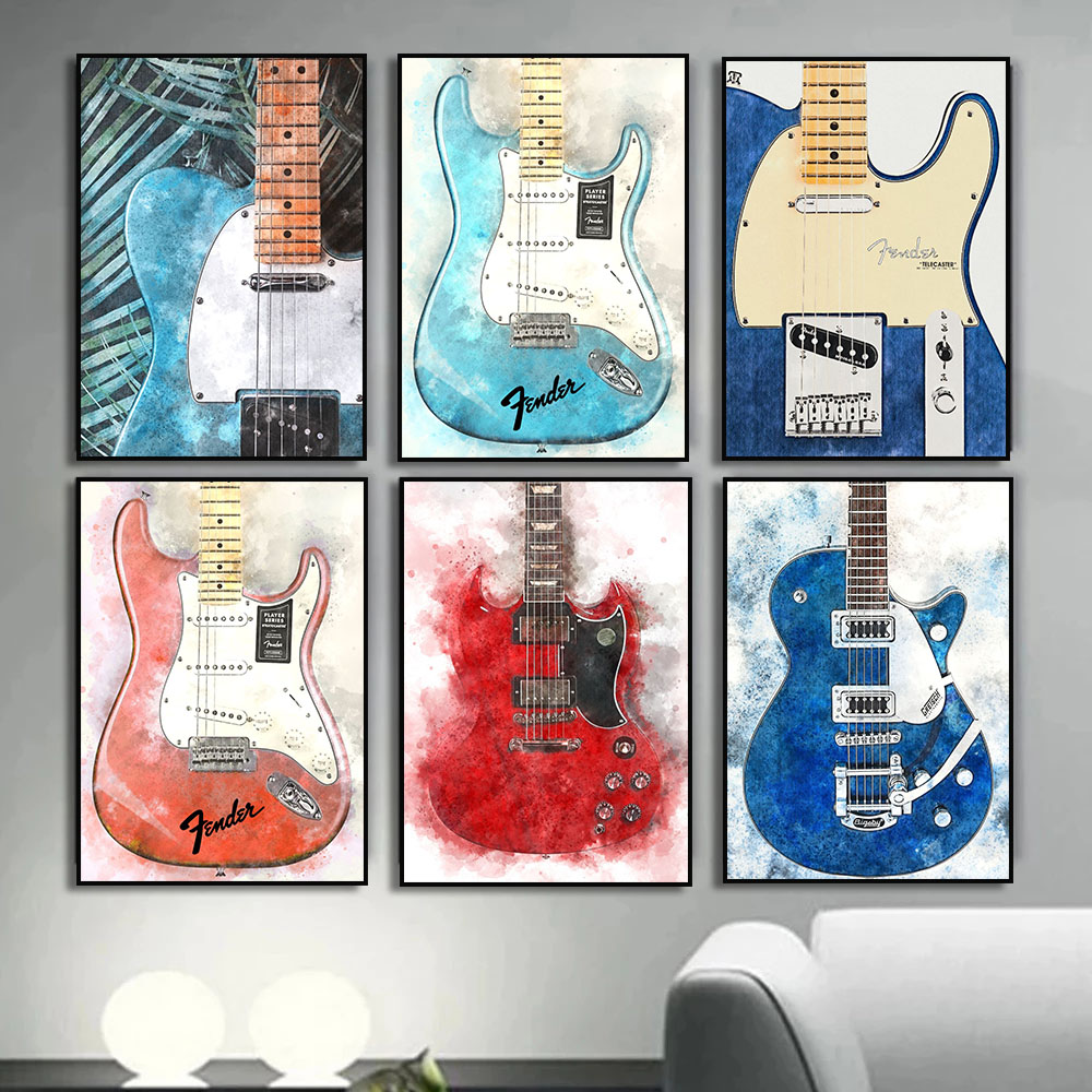 Picture Of Musical Instrument - Paintings موسيقى الروك الغيتار قماش لوحات