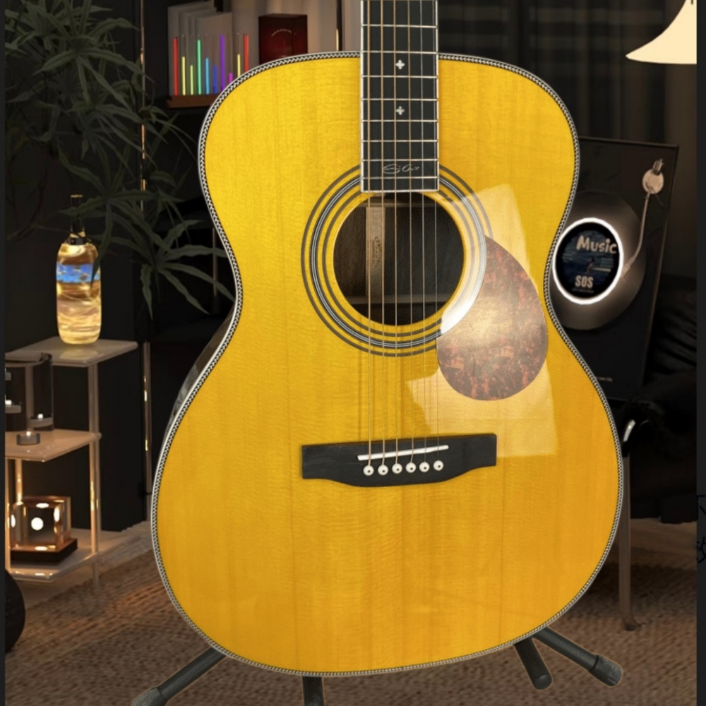 جيتار صوتي أصفر مصنوع يدويًا ب - مراجعة Musical Instrument For Beginners وسعره